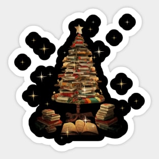Christmas Library Tree Lights For Librarian And Book Lover Sticker